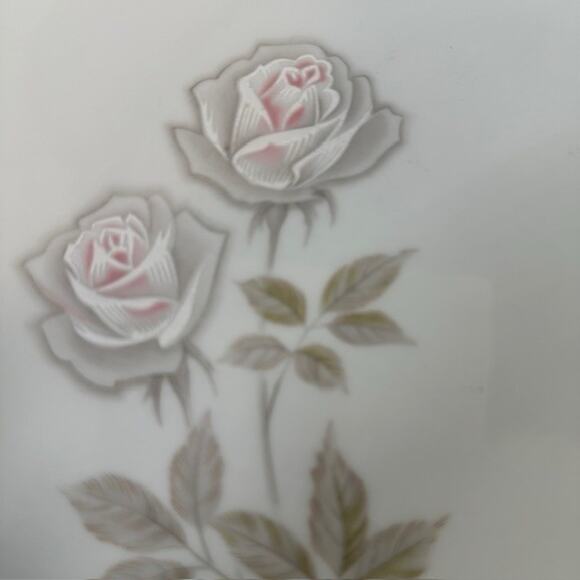 Noritake Edenrose 2 Dinner Plates Gray/Pink/White Roses VTG - Picture 12 of 14